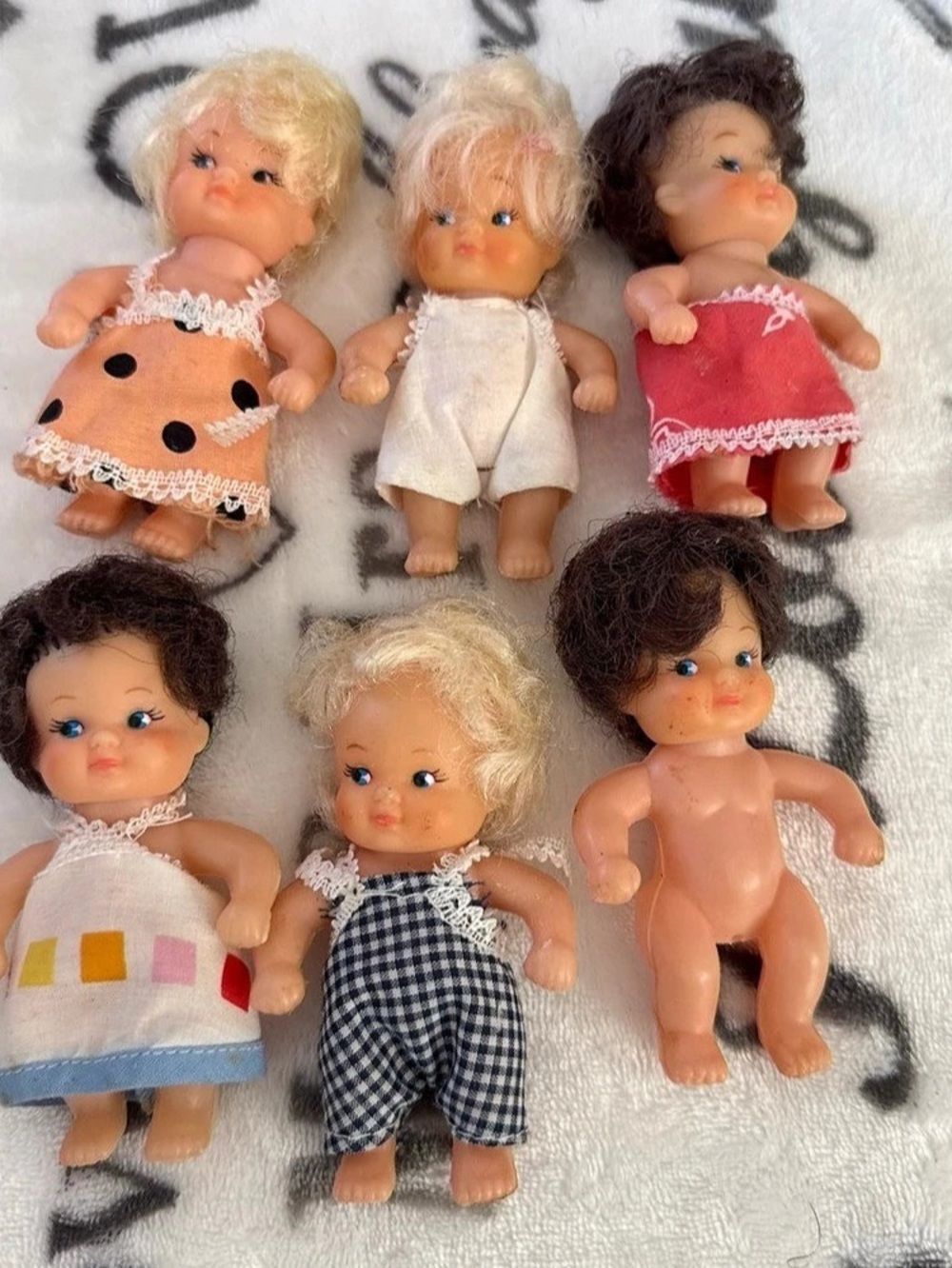 Lot of 6 Small Vintage Baby Doll Blond Unbranded  4”1960s